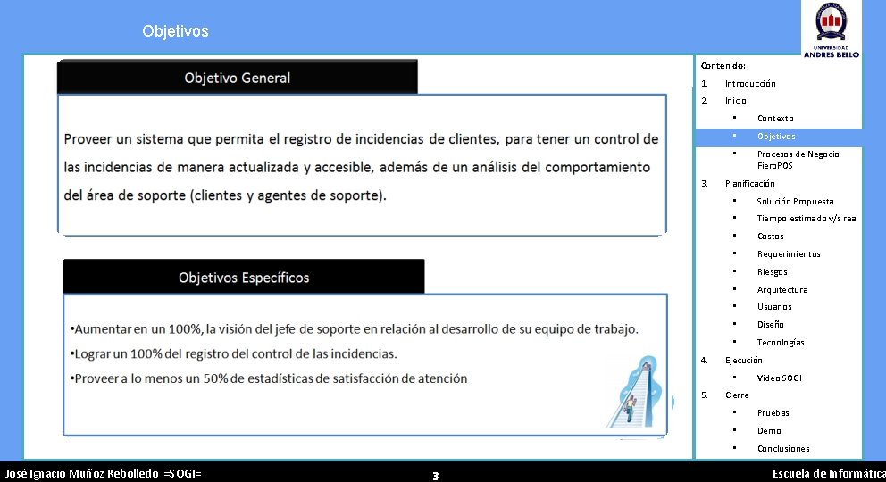 Objetivos Contenido: 1. Introducción 2. Inicio 3. 4. • Contexto • Objetivos • Procesos