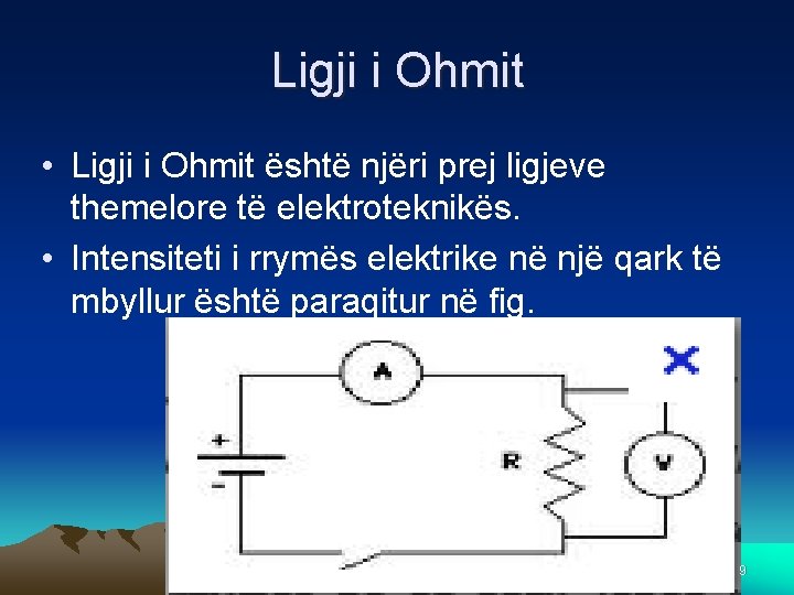 Ligji i Ohmit • Ligji i Ohmit është njëri prej ligjeve themelore të elektroteknikës.