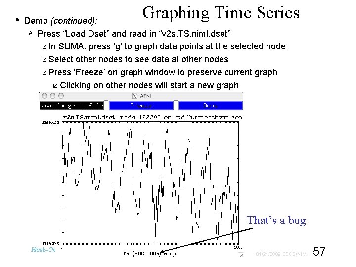  • Graphing Time Series Demo (continued): Press “Load Dset” and read in “v