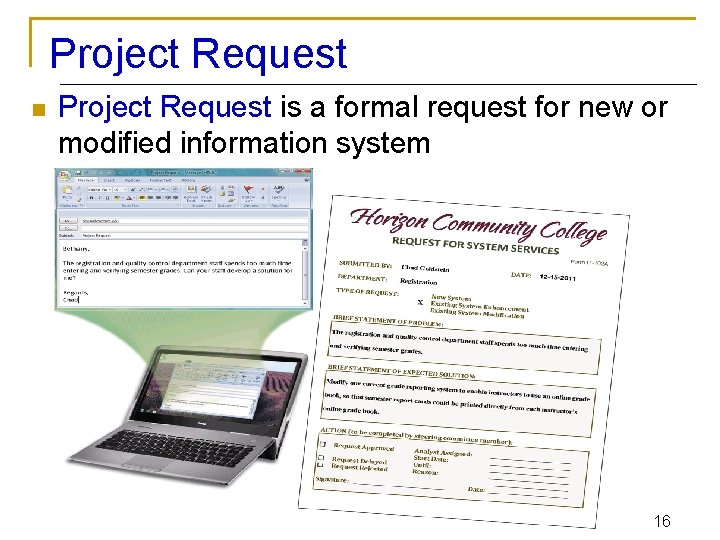 Project Request n Project Request is a formal request for new or modified information