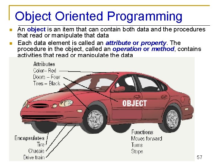 Object Oriented Programming n n An object is an item that can contain both