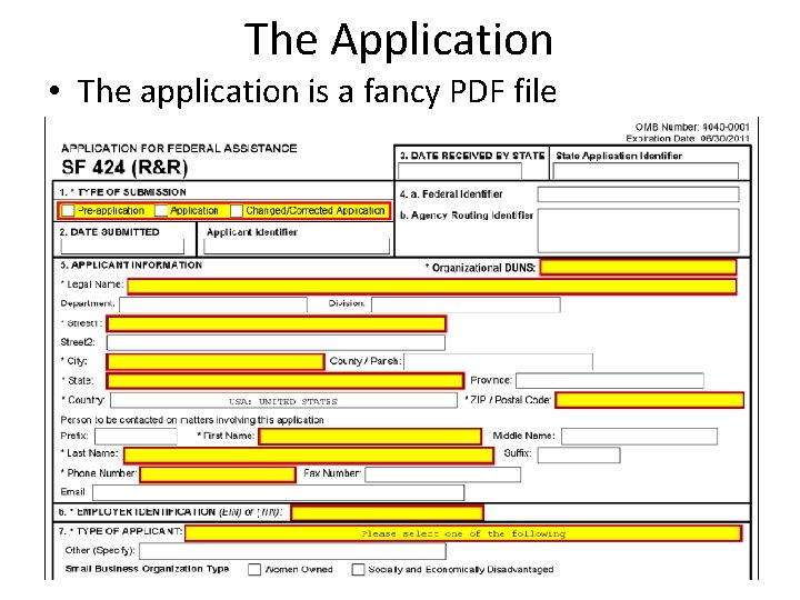 The Application • The application is a fancy PDF file 