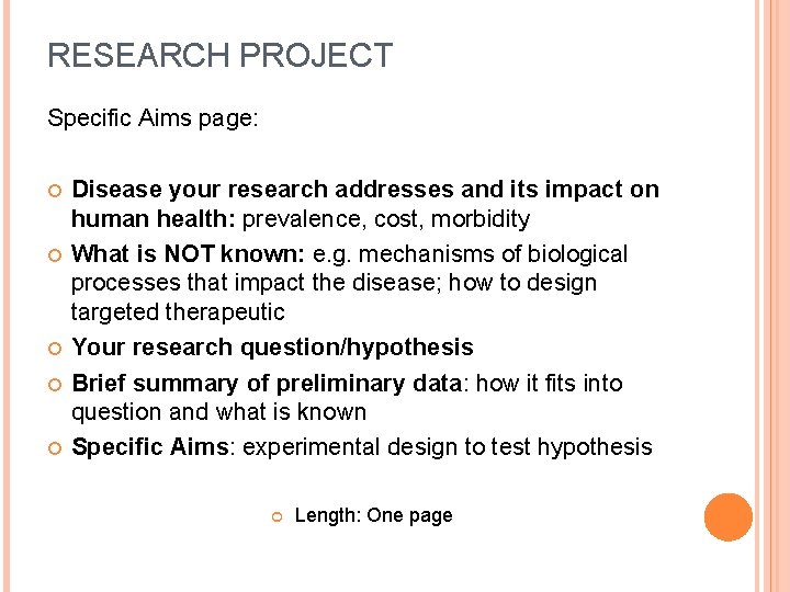 RESEARCH PROJECT Specific Aims page: Disease your research addresses and its impact on human
