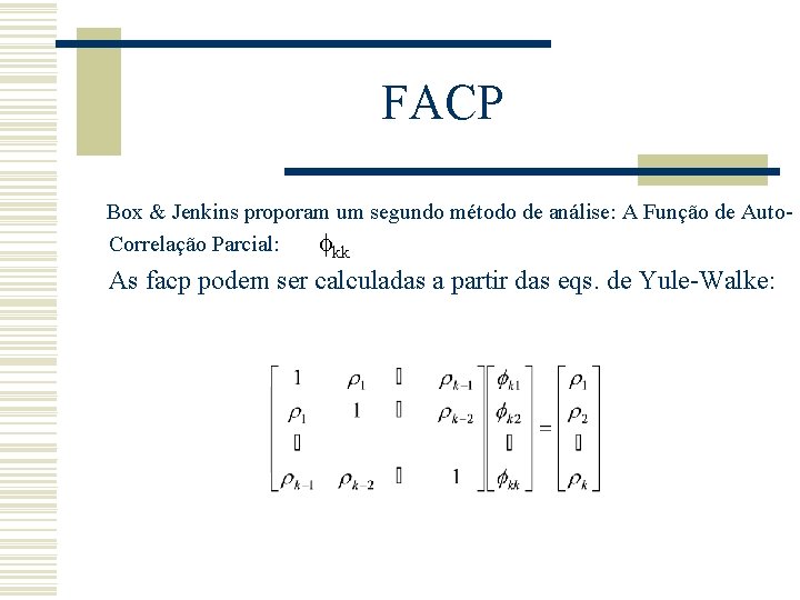FACP Box & Jenkins proporam um segundo método de análise: A Função de Auto.