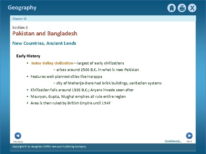 Geography Chapter 25 Section-2 2 Pakistan and Bangladesh New Countries, Ancient Lands Early History