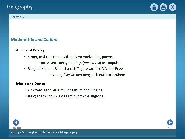 Geography Chapter 25 Modern Life and Culture A Love of Poetry • Strong oral