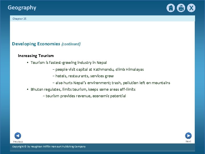 Geography Chapter 25 Developing Economies {continued} Increasing Tourism • Tourism is fastest-growing industry in