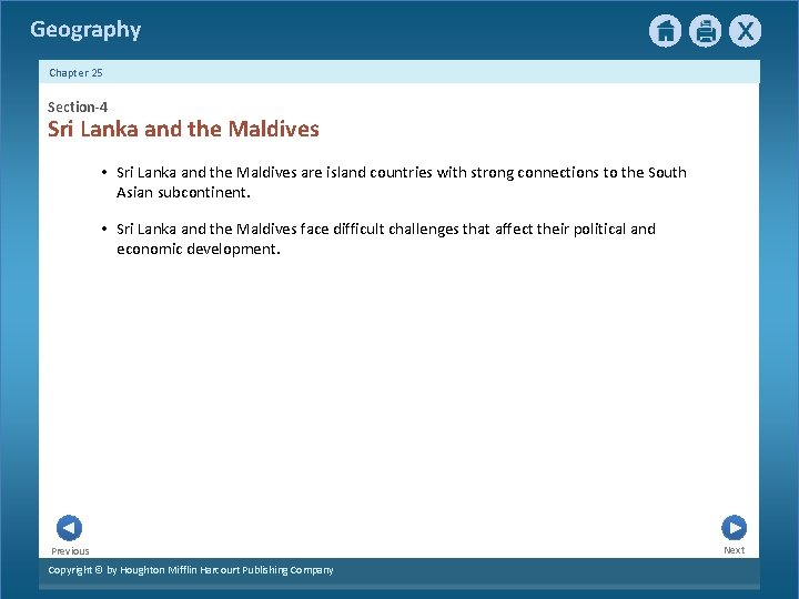 Geography Chapter 25 Section-4 Sri Lanka and the Maldives • Sri Lanka and the