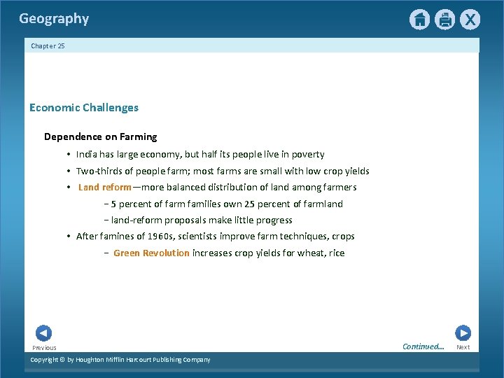 Geography Chapter 25 Economic Challenges Dependence on Farming • India has large economy, but