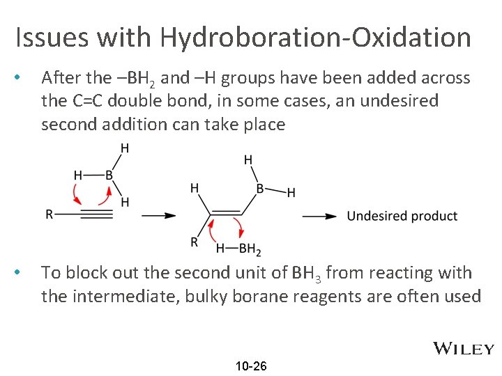 Issues with Hydroboration-Oxidation • After the –BH 2 and –H groups have been added