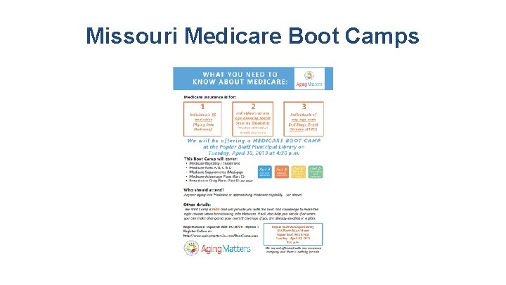 Missouri Medicare Boot Camps 