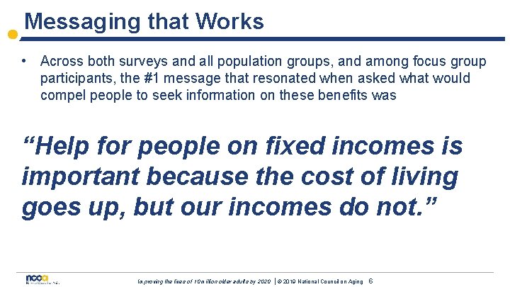 Messaging that Works • Across both surveys and all population groups, and among focus