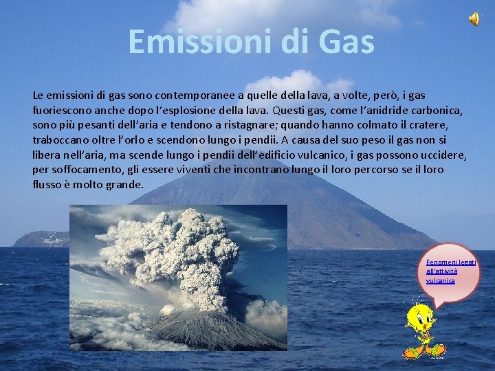 Emissioni di Gas Le emissioni di gas sono contemporanee a quelle della lava, a