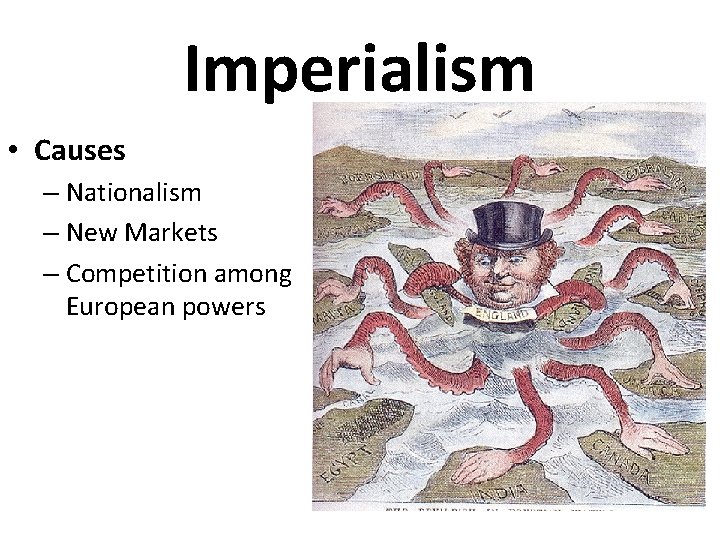 Imperialism • Causes – Nationalism – New Markets – Competition among European powers 