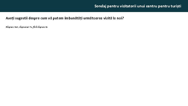 Sondaj pentru vizitatorii unui centru pentru turiști Aveți sugestii despre cum vă putem îmbunătăți