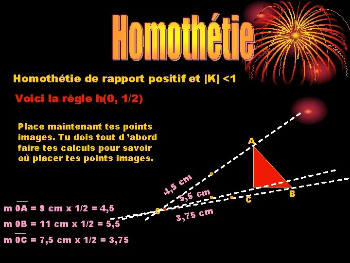 Homothétie de rapport positif et |K| <1 Voici la règle h(0, 1/2) Place maintenant