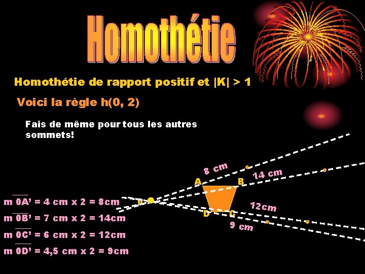 Homothétie de rapport positif et |K| > 1 Voici la règle h(0, 2) Fais