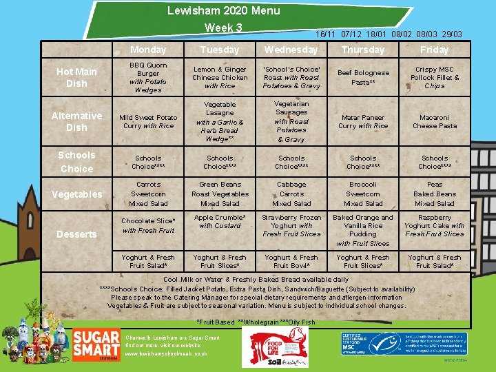 Lewisham 2020 Menu Week 3 16/11 07/12 18/01 08/02 08/03 29/03 Monday Tuesday Wednesday