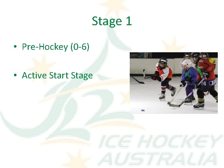 Stage 1 • Pre-Hockey (0 -6) • Active Start Stage 