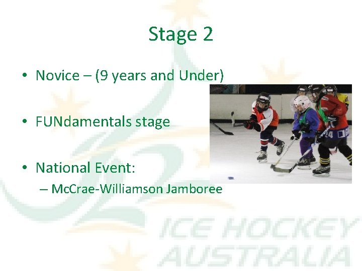 Stage 2 • Novice – (9 years and Under) • FUNdamentals stage • National