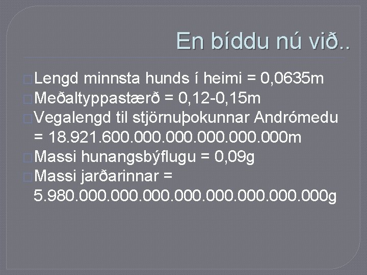 En bíddu nú við. . �Lengd minnsta hunds í heimi = 0, 0635 m