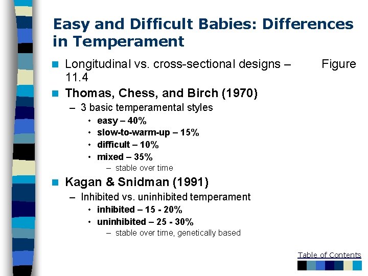 Easy and Difficult Babies: Differences in Temperament Longitudinal vs. cross-sectional designs – 11. 4