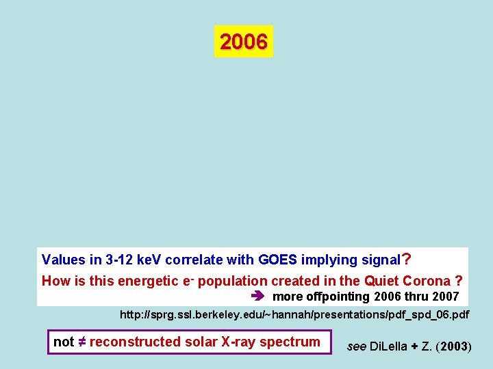 2006 Values in 3 -12 ke. V correlate with GOES implying signal? How is