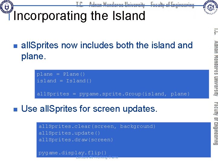 Incorporating the Island n all. Sprites now includes both the island plane = Plane()