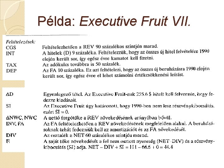 Példa: Executive Fruit VII. 