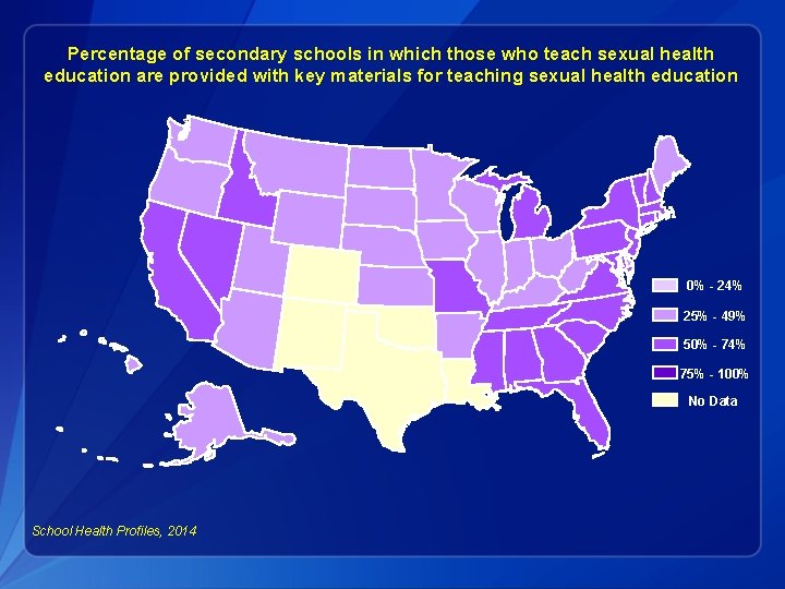 Percentage of secondary schools in which those who teach sexual health education are provided