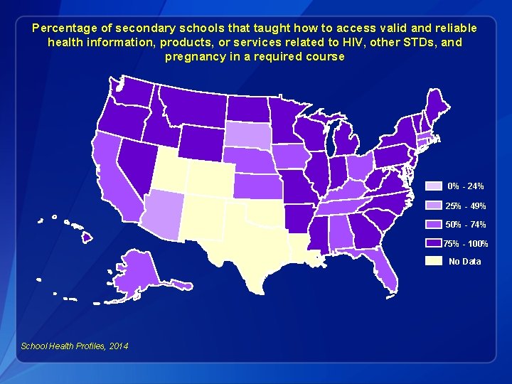 Percentage of secondary schools that taught how to access valid and reliable health information,