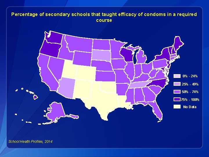 Percentage of secondary schools that taught efficacy of condoms in a required course 0%