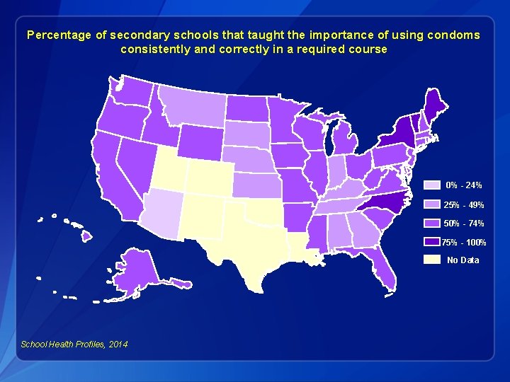 Percentage of secondary schools that taught the importance of using condoms consistently and correctly