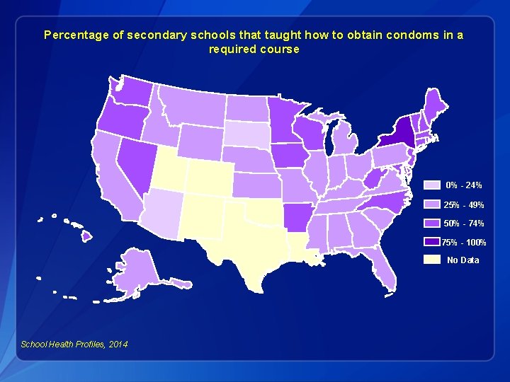 Percentage of secondary schools that taught how to obtain condoms in a required course