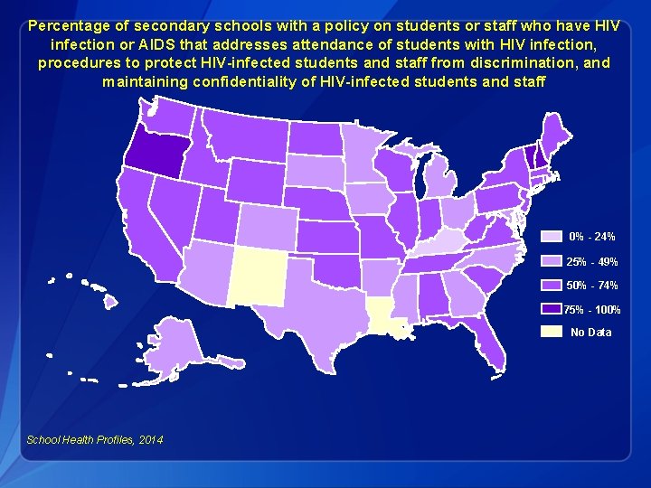 Percentage of secondary schools with a policy on students or staff who have HIV