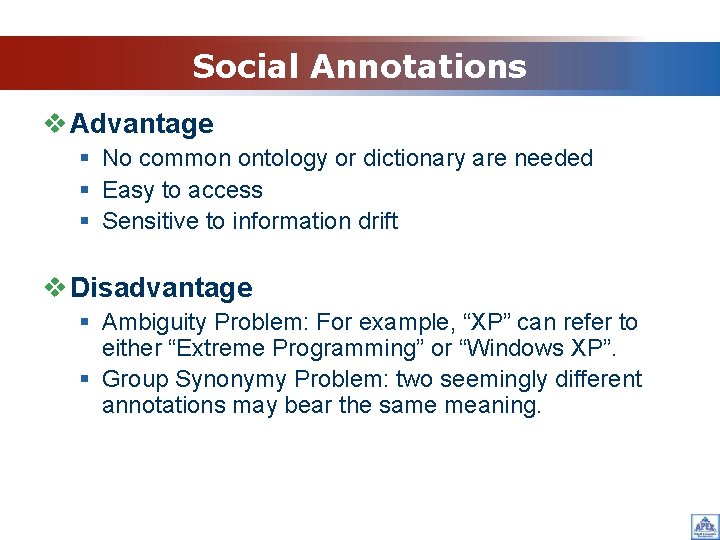 Social Annotation Example LOGO Exploring Social Annotations for the Semantic Web