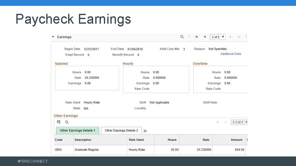 Paycheck Earnings #PSRECONNECT 