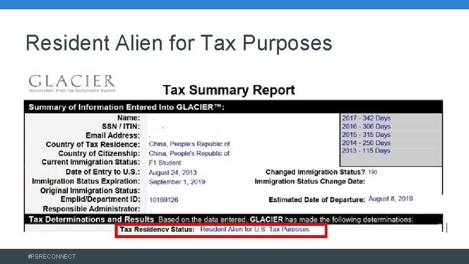 Resident Alien for Tax Purposes #PSRECONNECT 