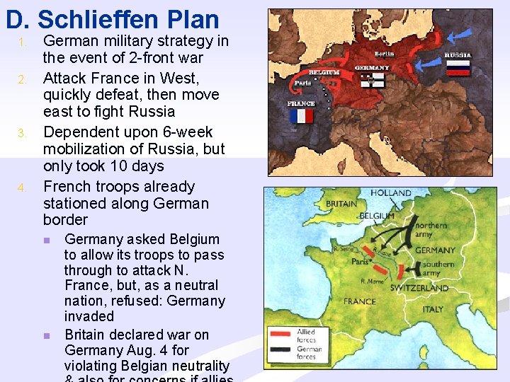 D. Schlieffen Plan 1. 2. 3. 4. German military strategy in the event of