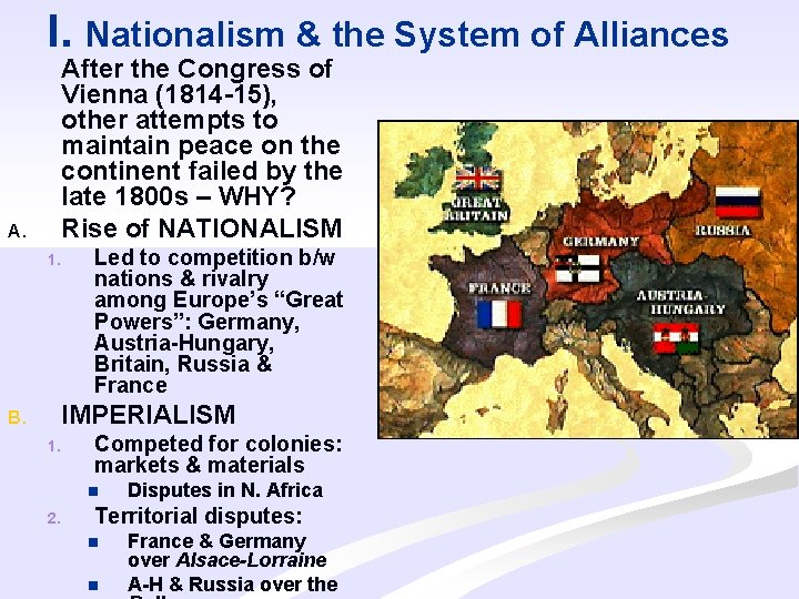 I. Nationalism & the System of Alliances A. After the Congress of Vienna (1814