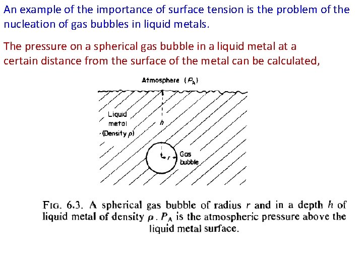 An example of the importance of surface tension is the problem of the nucleation