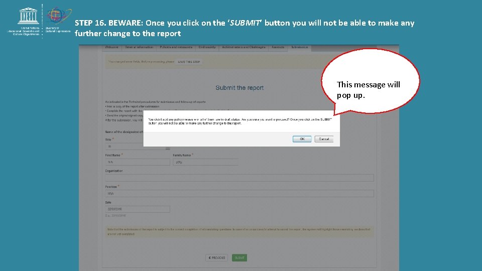 STEP 16. BEWARE: Once you click on the ‘SUBMIT’ button you will not be