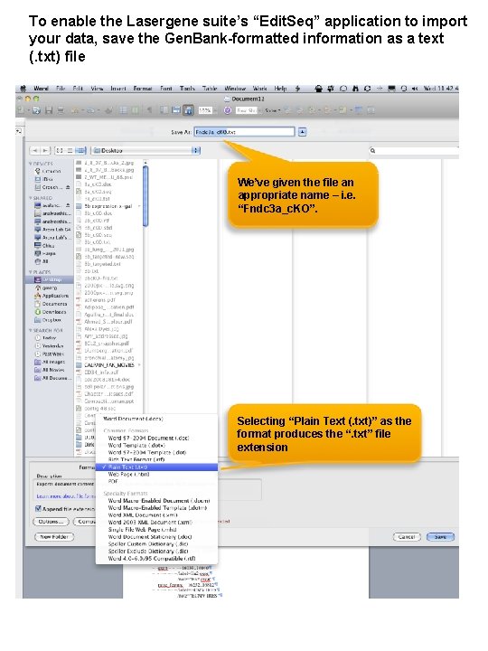 To enable the Lasergene suite’s “Edit. Seq” application to import your data, save the