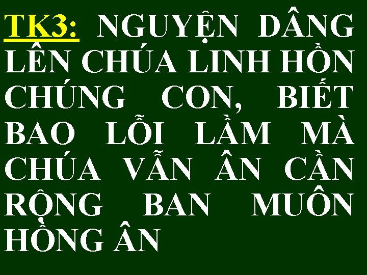 TK 3: NGUYỆN D NG LÊN CHÚA LINH HỒN CHÚNG CON, BIẾT BAO LỖI