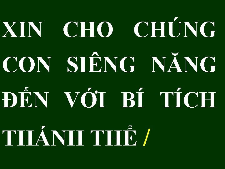 XIN CHO CHÚNG CON SIÊNG NĂNG ĐẾN VỚI BÍ TÍCH THÁNH THỂ / 