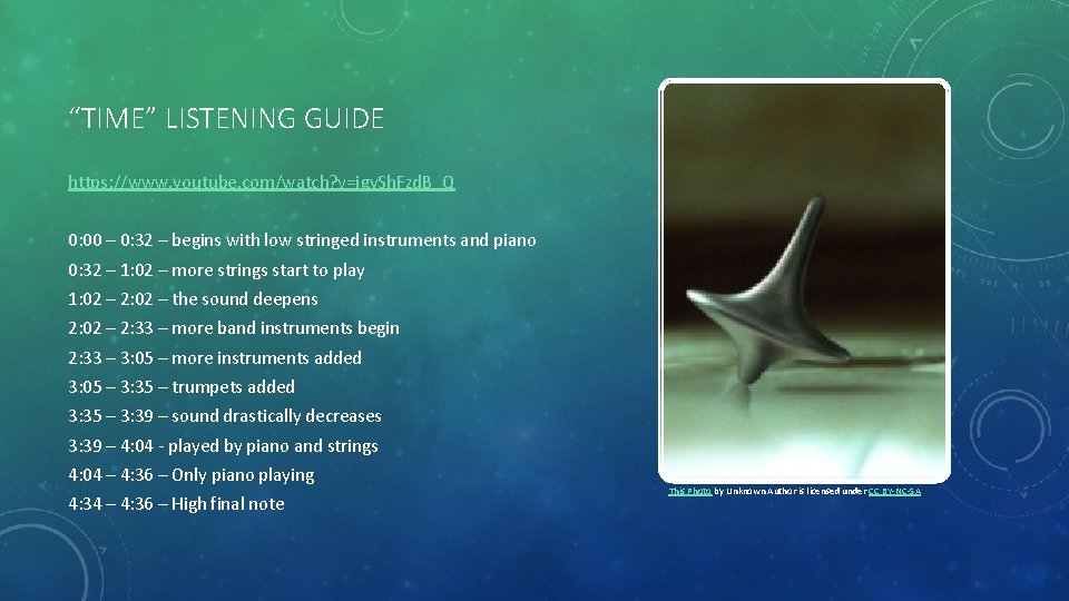 “TIME” LISTENING GUIDE https: //www. youtube. com/watch? v=jgy. Sh. Fzd. B_Q 0: 00 –