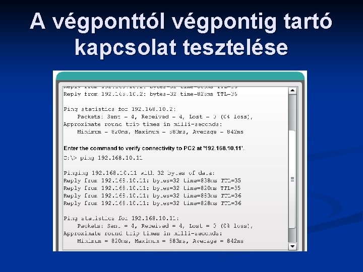 A végponttól végpontig tartó kapcsolat tesztelése 