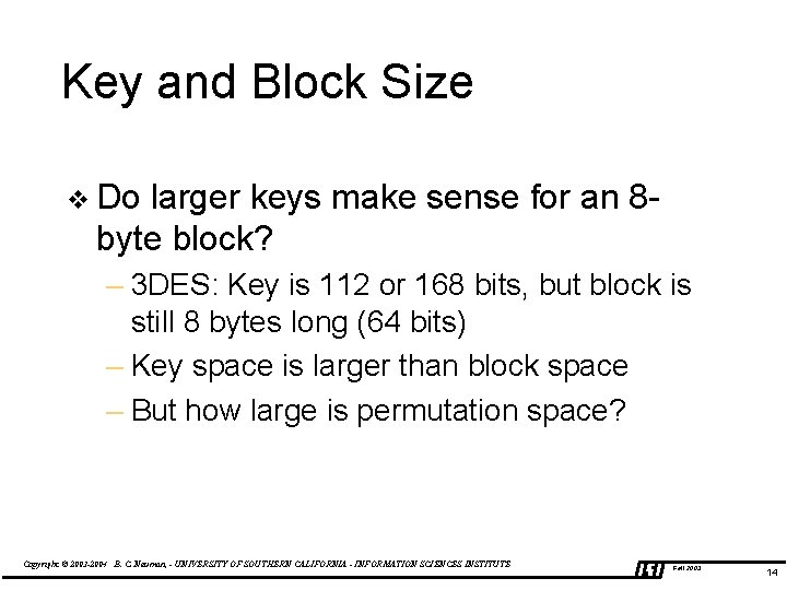 Key and Block Size v Do larger keys make sense for an 8 byte
