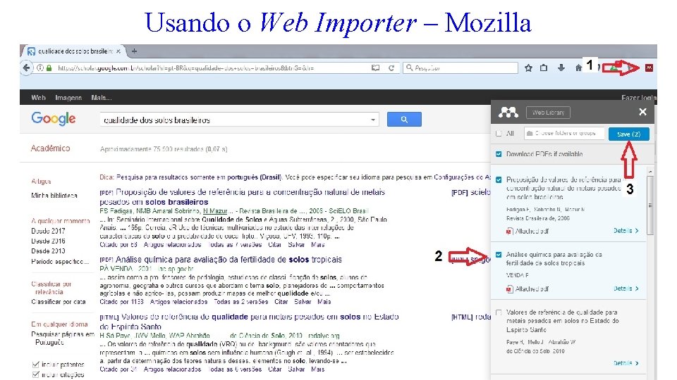 Usando o Web Importer – Mozilla 