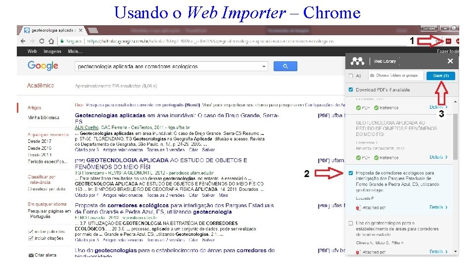 Usando o Web Importer – Chrome 